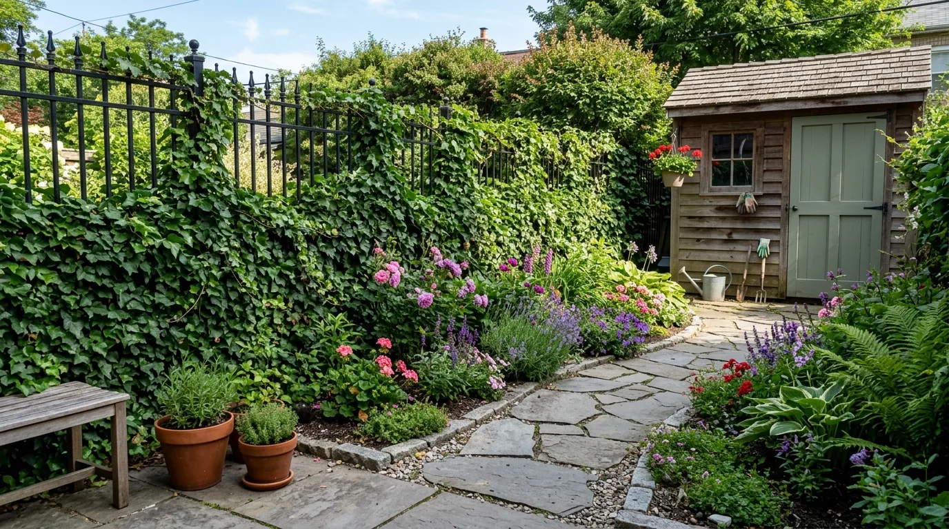 Metal Fence with Ivy Plants